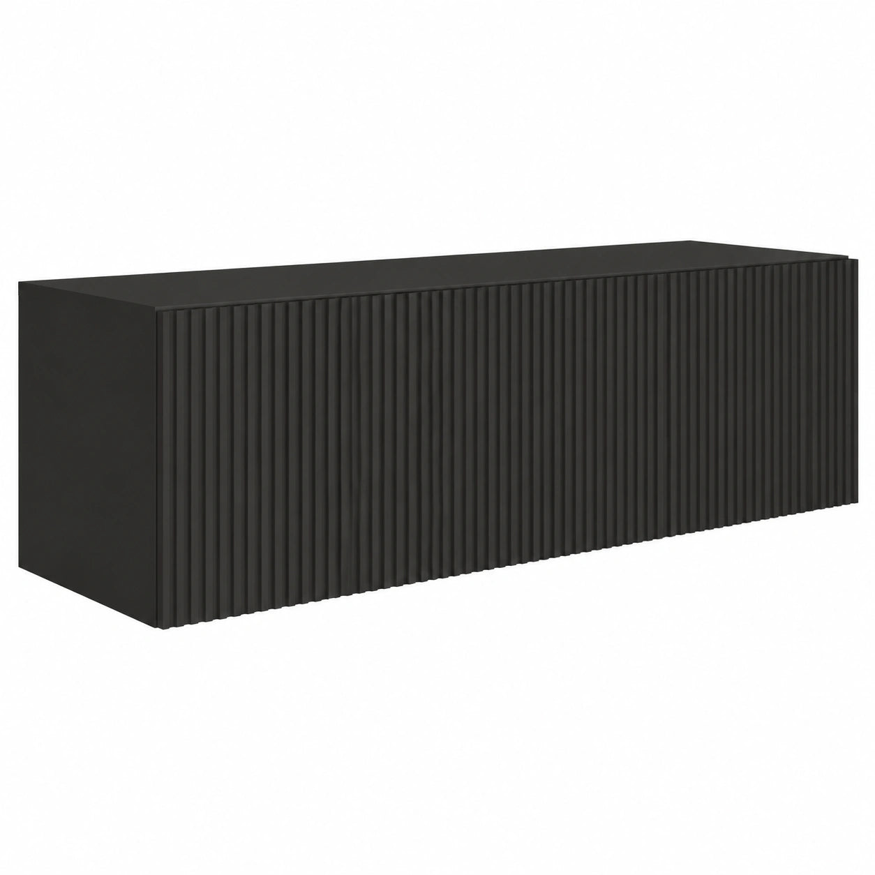 Meuble TV, avec rangement, en panneaux de bois, coloris noir, pour le salon