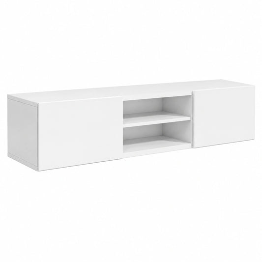 Meuble TV, coloris blanc, 120 x 30 x 35 cm, pour le salon