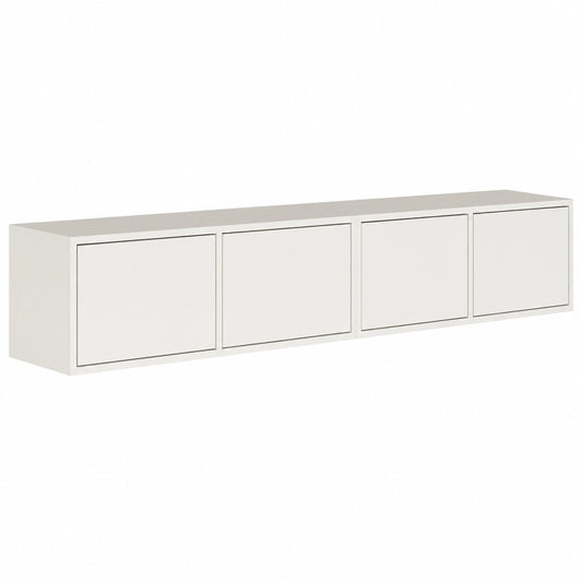 Meuble TV, avec portes, coloris blanc, pour le salon