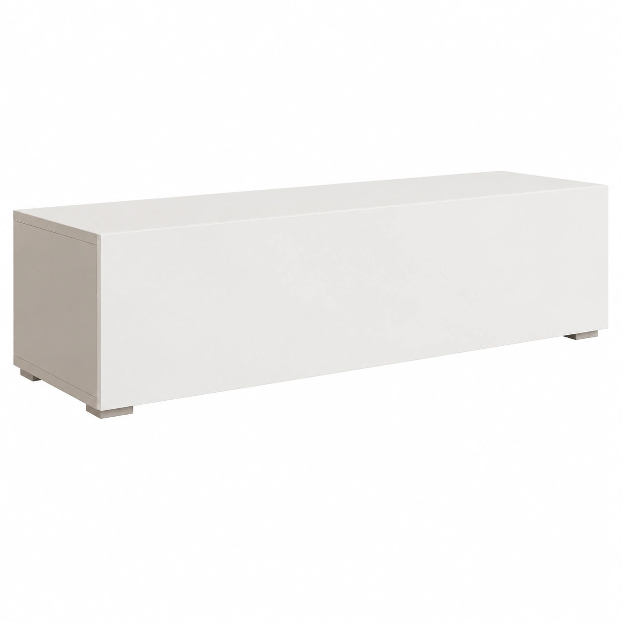 Meuble TV, avec rangement, avec portes, coloris blanc, 160 x 32 x 40 cm, pour le salon