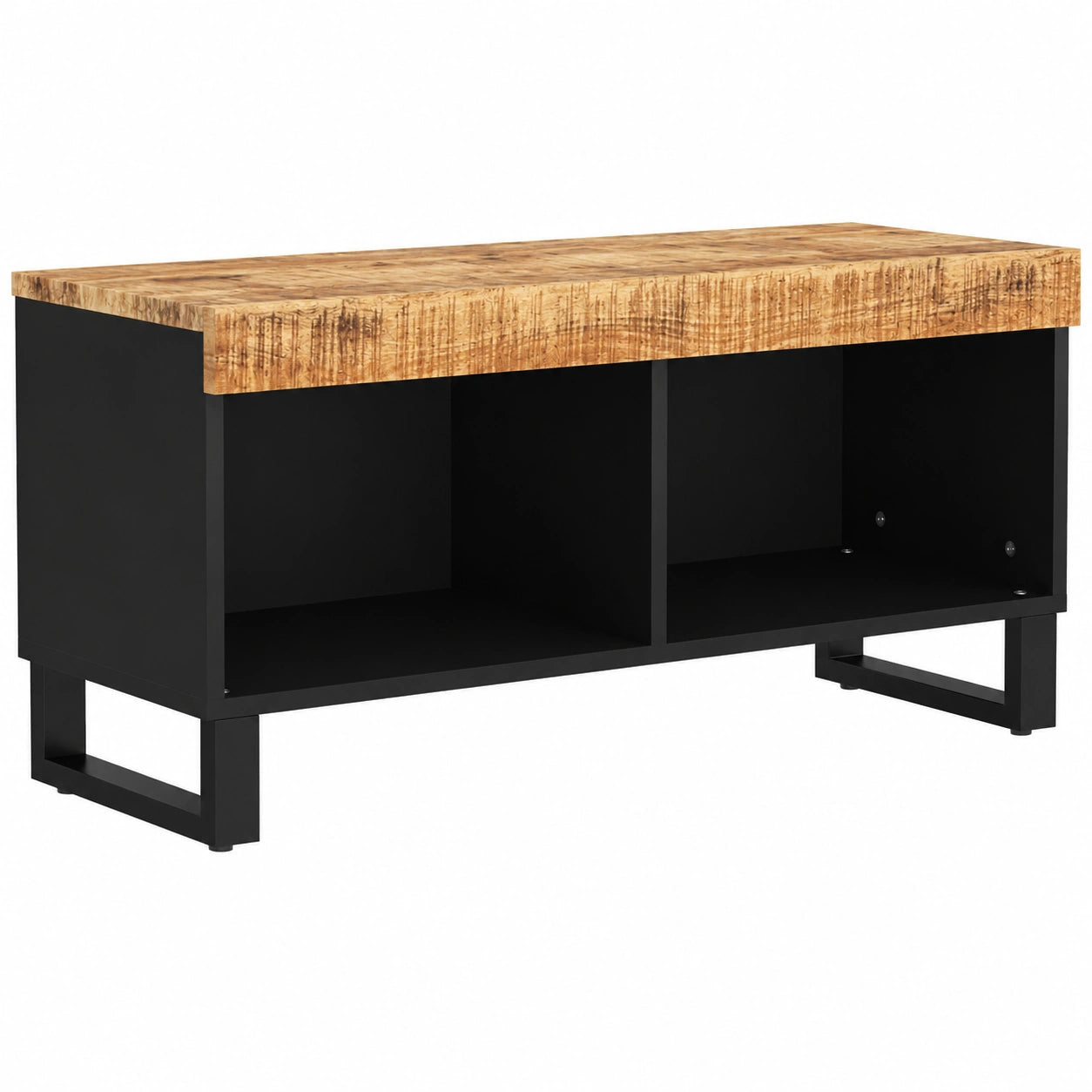 Meuble TV, avec rangement, en bois massif, coloris naturel, 85 x 33 x 43 cm, pour le salon