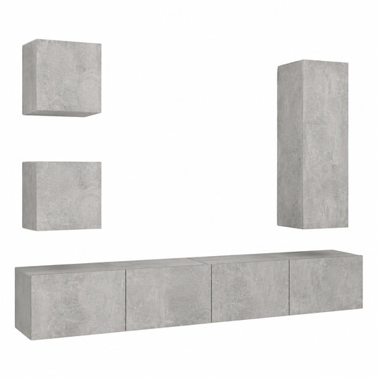 Armoire, coloris gris, 5 pièces, pour la chambre