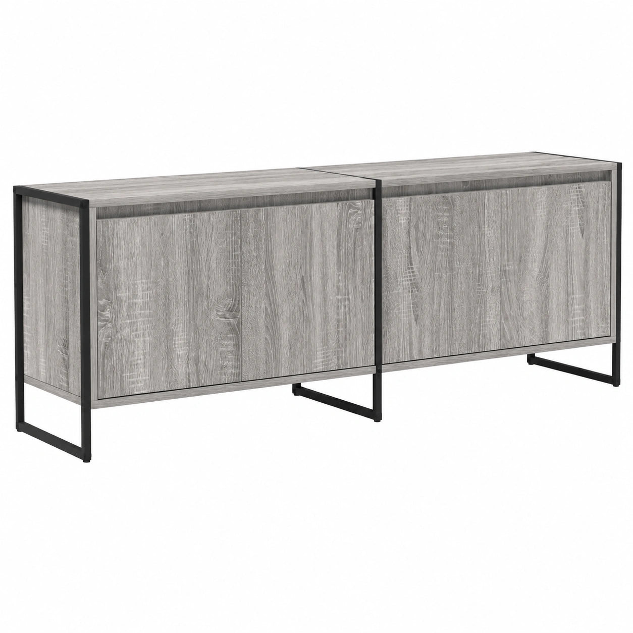 Meuble TV, avec rangement, coloris gris, 140 x 36 x 49 cm, pour le salon