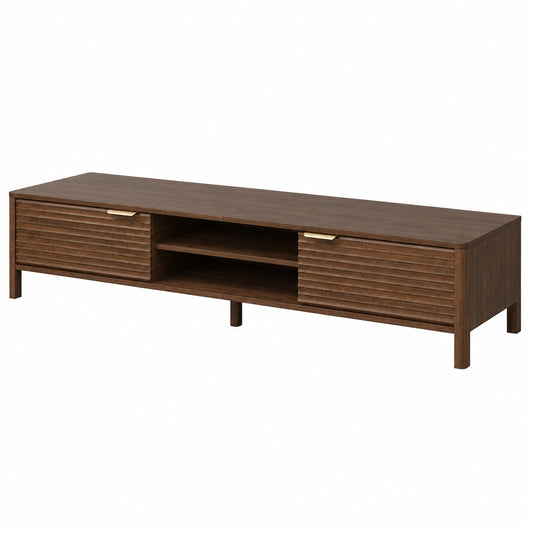Meuble TV, avec rangement, coloris marron, pour le salon